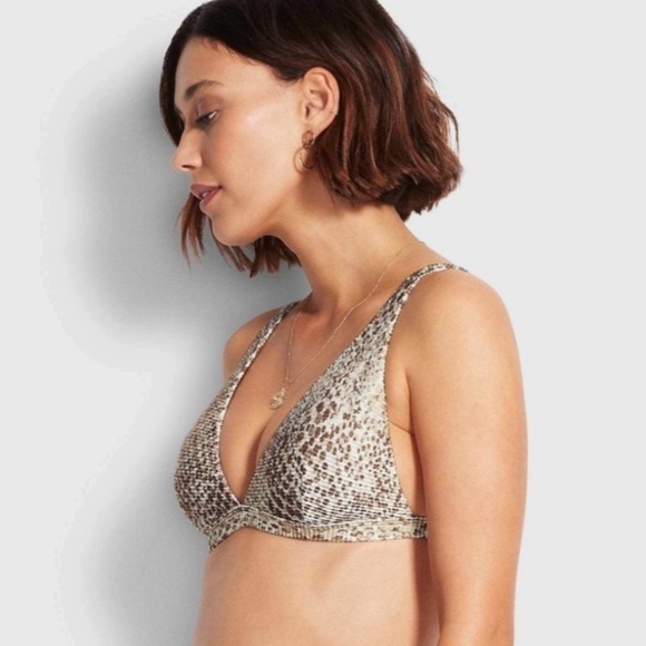 NWT Seafolly Serpetine Snakeskin Print Longline Triangle Bikini Top - Picture 2 of 6